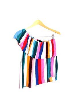 GIBSON- WOMENS MULTI COLOR COLD SHOULDER TOP SIZE SMALL